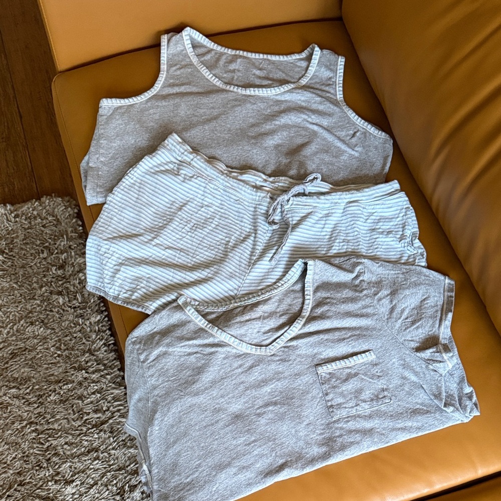 Carole Hochman Gray and White and Blue Loungewear